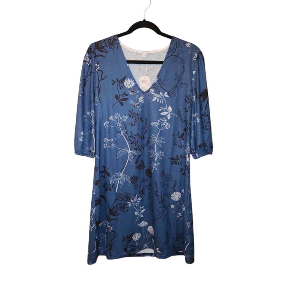 Blue Floral‎ Dress